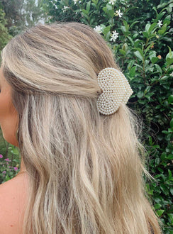Azie Heart Hair Clip Pearl