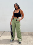 Princess Polly   Luna Mid Rise Cargo Pants Green