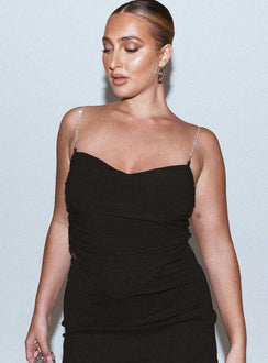 front view of model wearing Princess Polly Pasco Top Black 