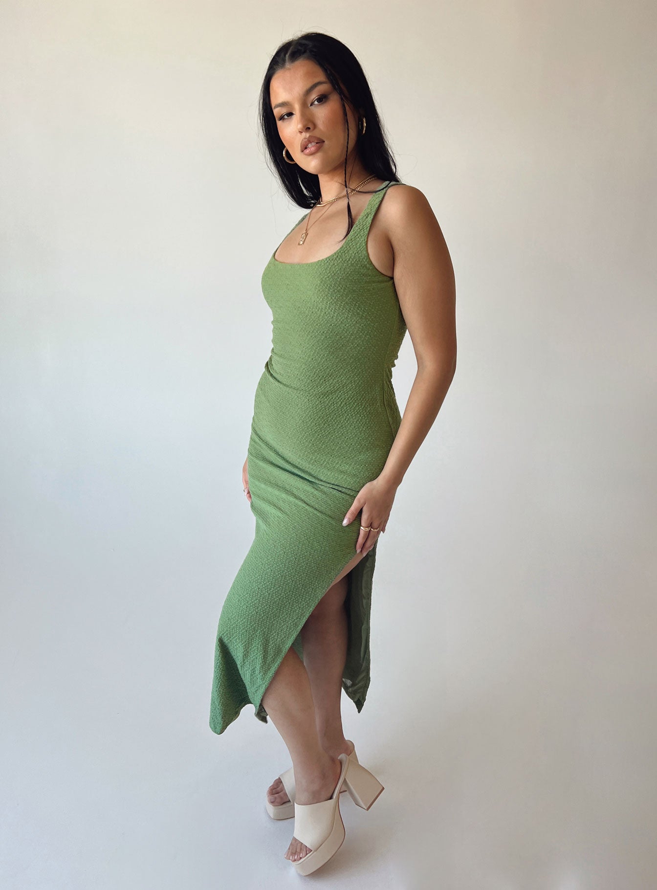 product Princess Polly Asymmetric Neckline  Suzie Maxi Dress Green