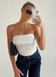 back view of model wearing Princess Polly Makena Strapless Bodysuit White Sleeveless straight 