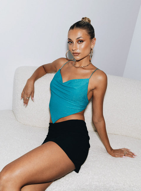 product Princess Polly Sleeveless Sweetheart  Julia Glitter Top Blue