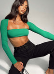 product Princess Polly Full Sleeves Square Neck  Sharli Long Sleeve Top Green