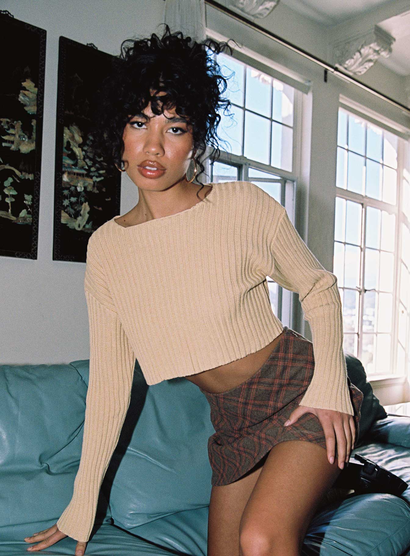 Alivia Cropped Sweater Beige Princess Polly  Cropped 