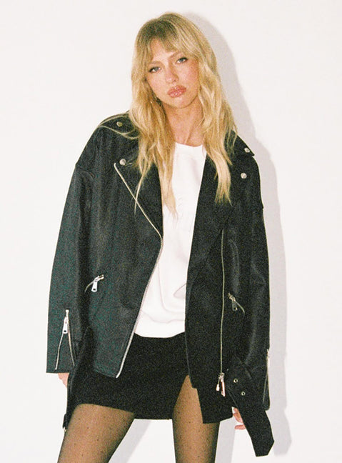 The Xaiver Faux Leather Jacket Black