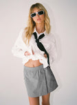 Front view of model wearing  front Not Going Home Mini Skirt Grey Princess Polly  Mini Skirts 