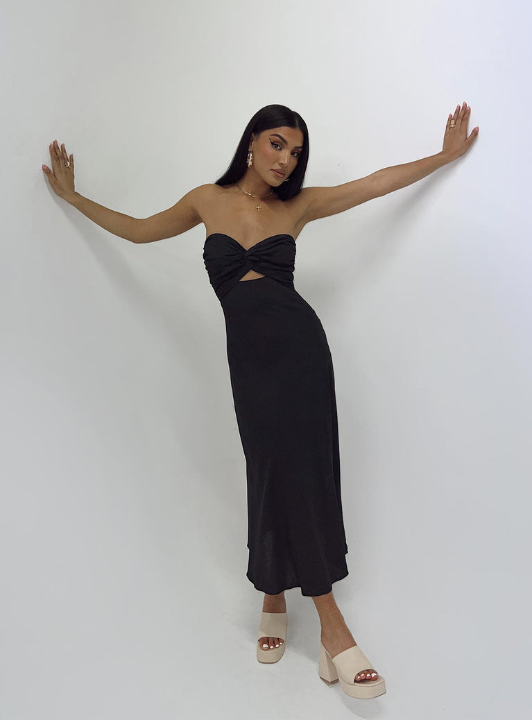 product Princess Polly Asymmetric Neckline  Falling For You Midi Dress Black