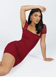 product Princess Polly Asymmetric Neckline  Charvi Mini Dress Maroon