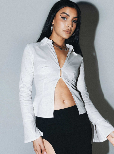 product Princess Polly Full Sleeves Square Neck  Belshaw Lace Up Back Shirt Ivory