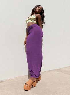 back view of model wearing Princess Polly Danna Maxi Skirt Purple 