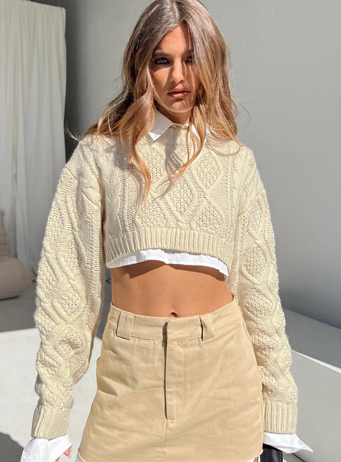 product Sonny Cropped Sweater Cream Princess Polly  Cropped 