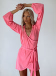 front view of model wearing Princess Polly Party Time Mini Dress Pink 