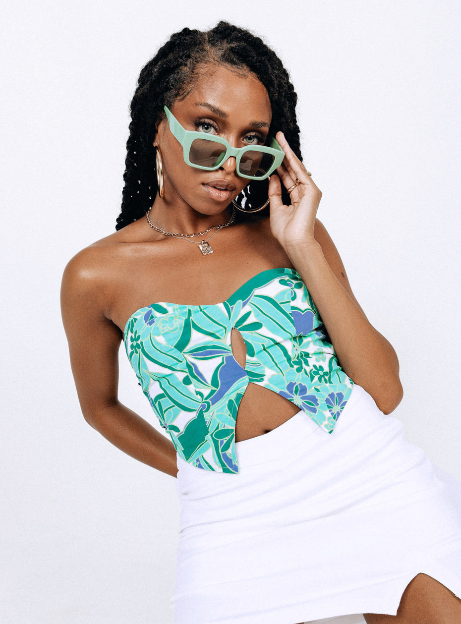 product Princess Polly Sleeveless Sweetheart  Amaia Top Green / Floral