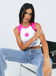 back view of model wearing Princess Polly Izzy Star Tee White / Pink 