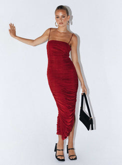 product Princess Polly Asymmetric Neckline  Tara Midi Dress Wine