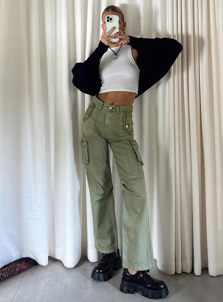 Princess Polly high-rise  Oswell Cargo Pants Green