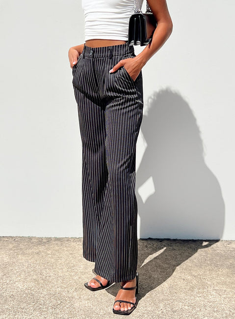 Archer Pants Pinstripe Black Princess Polly1