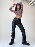 side view of model wearing Princess Polly Rianna PU Pants Black 