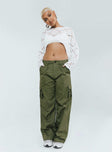 Front view of model wearing  front Princess Polly  Paisley Tattoo Cargo Pants Khaki