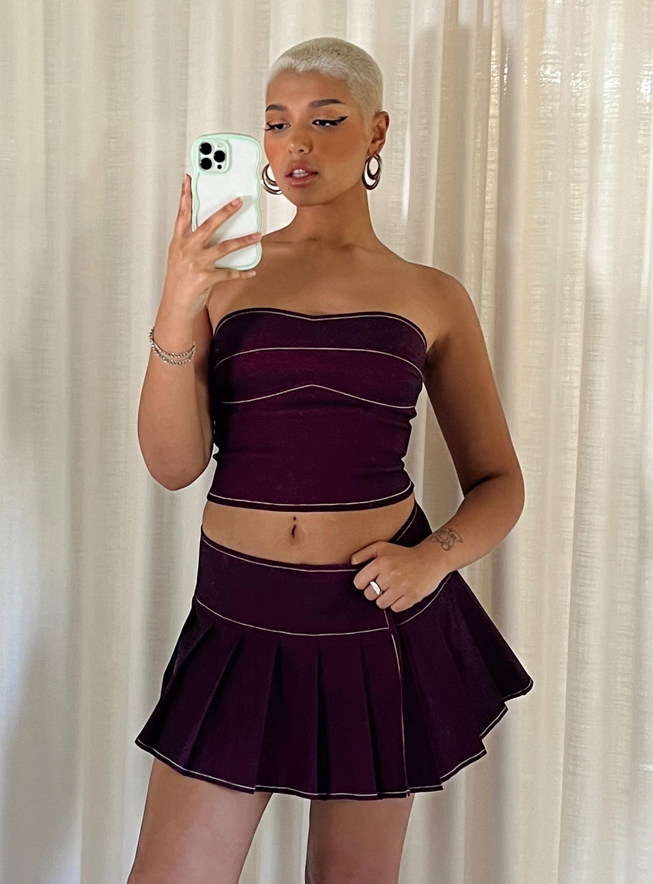 Burgundy skirt outlet mini