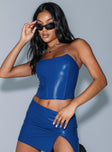 front view of model wearing Princess Polly Georgie Bustier Blue Sleeveless Sweetheart 