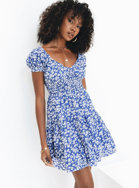 product Princess Polly Crew Neck  Daniela Mini Dress Blue Floral