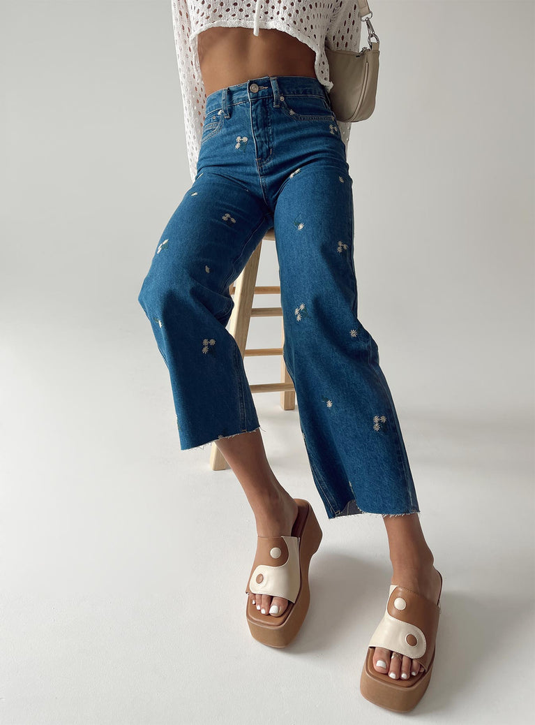 front view of model wearing Princess Polly Zaire Mom Denim Jeans High Waisted 