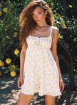 product Princess Polly Asymmetric Neckline Asymmetric Neckline  Empress Of Love Mini Dress Yellow Floral