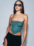 product Princess Polly Sleeveless Square Neck  Bad Gal Mesh Bustier Teal