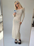 Princess Polly Square Neck  Kendor Long Sleeve Maxi Dress Beige