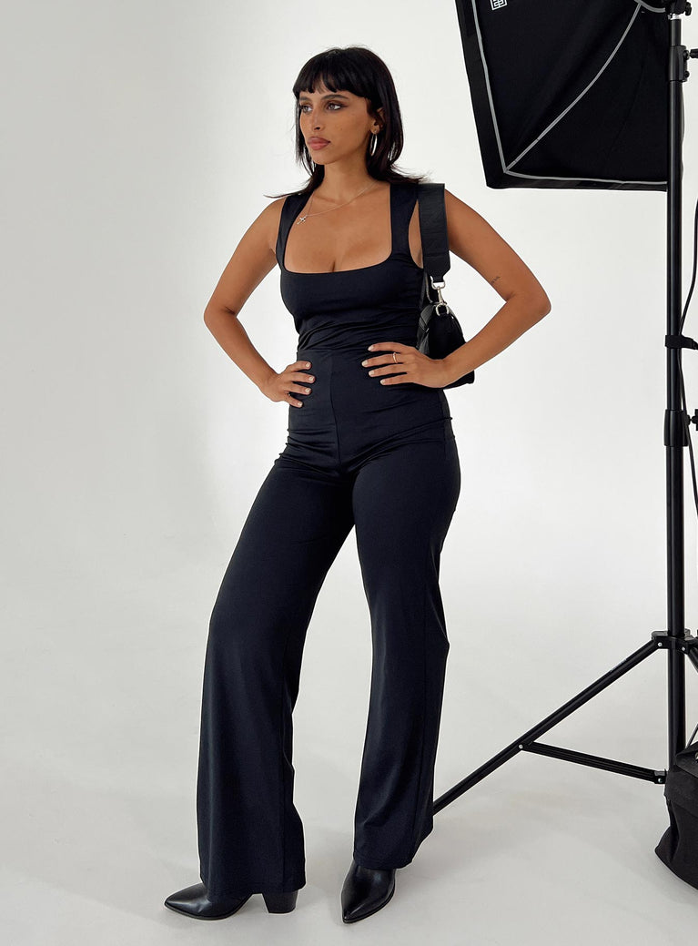 Catsuit Scooped neckline Invisible zip fastening at back Straight leg  Good stretch Unlined 