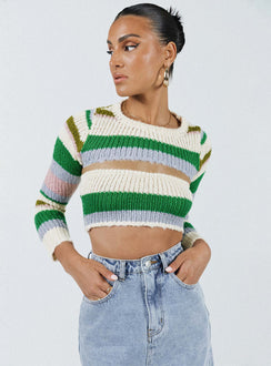 product Princess Polly Three Fourth Sleeves Square Neck  Ragetti Stripe Bolero Multi