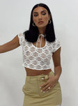 product Princess Polly Short Sleeves Crew Neck  Amity Lace Top Ivory