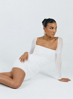 product Princess Polly Square Neck  Charvi Long Sleeve Mini Dress White