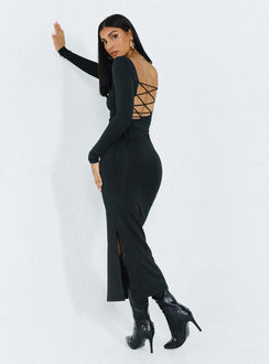 product Princess Polly High Neck  Burlington Long Sleeve Maxi Dress Black