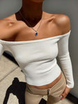 product Princess Polly Full Sleeves Asymmetric Neckline  Katandra Off Shoulder Top Ivory