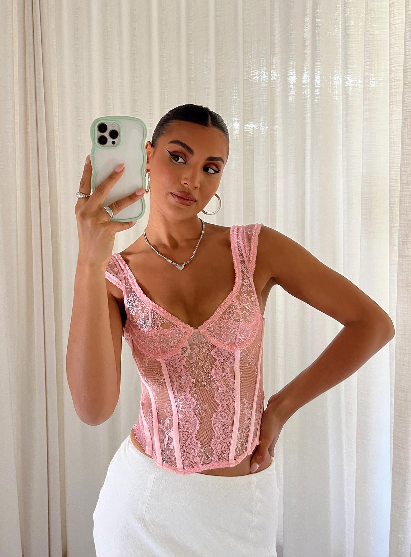 product Princess Polly Sleeveless Sweetheart  Some Like It Hot Lace Corset Pink