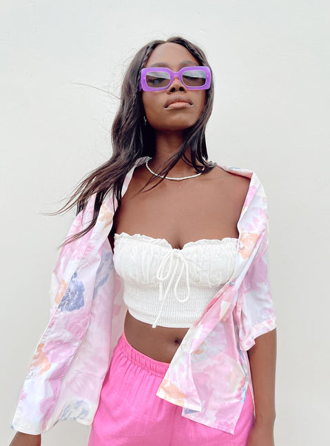 back view of model wearing Princess Polly Tinley Top White 