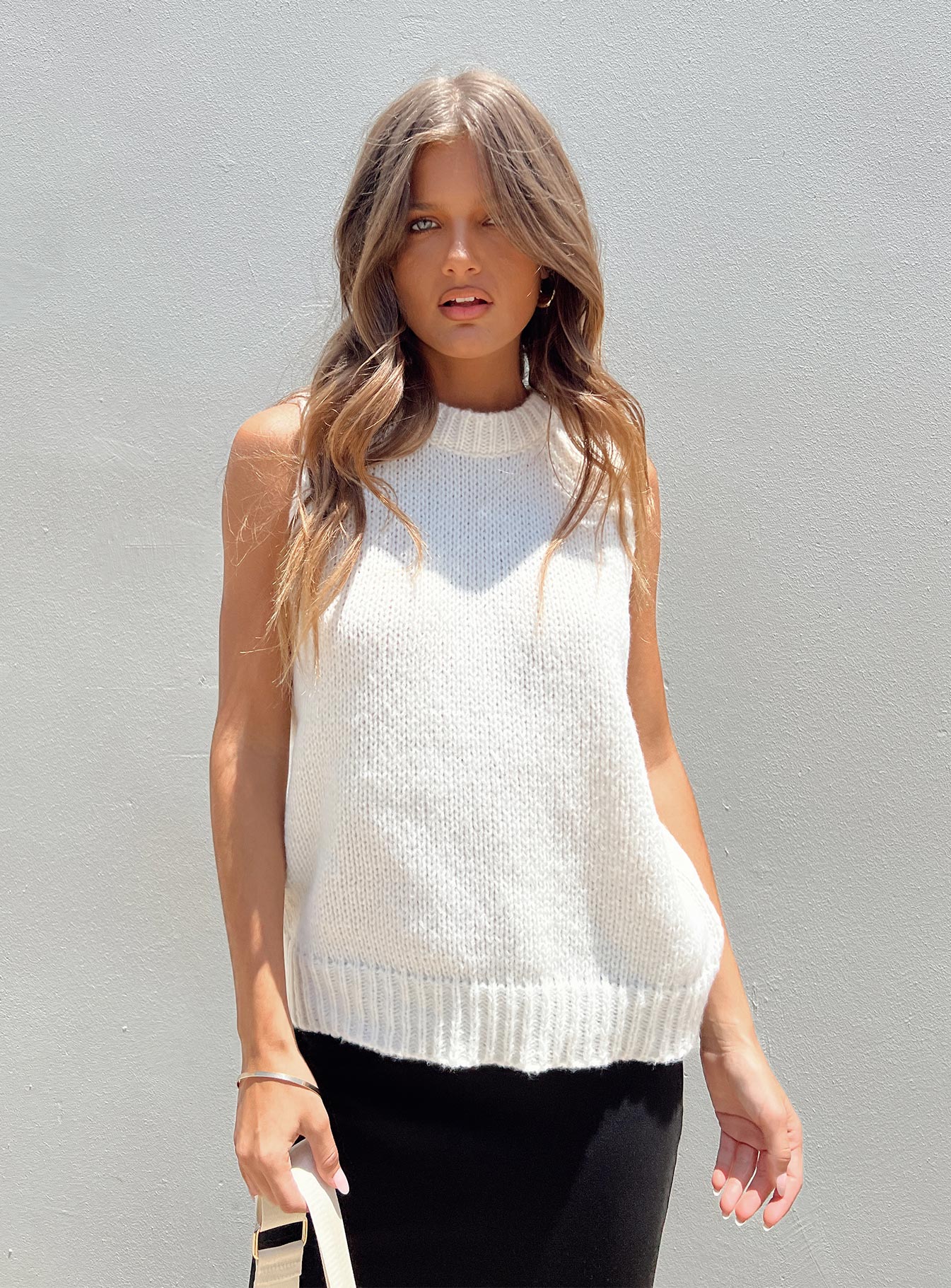 Goodburn Knit Vest Cream Princess Polly  Cropped 