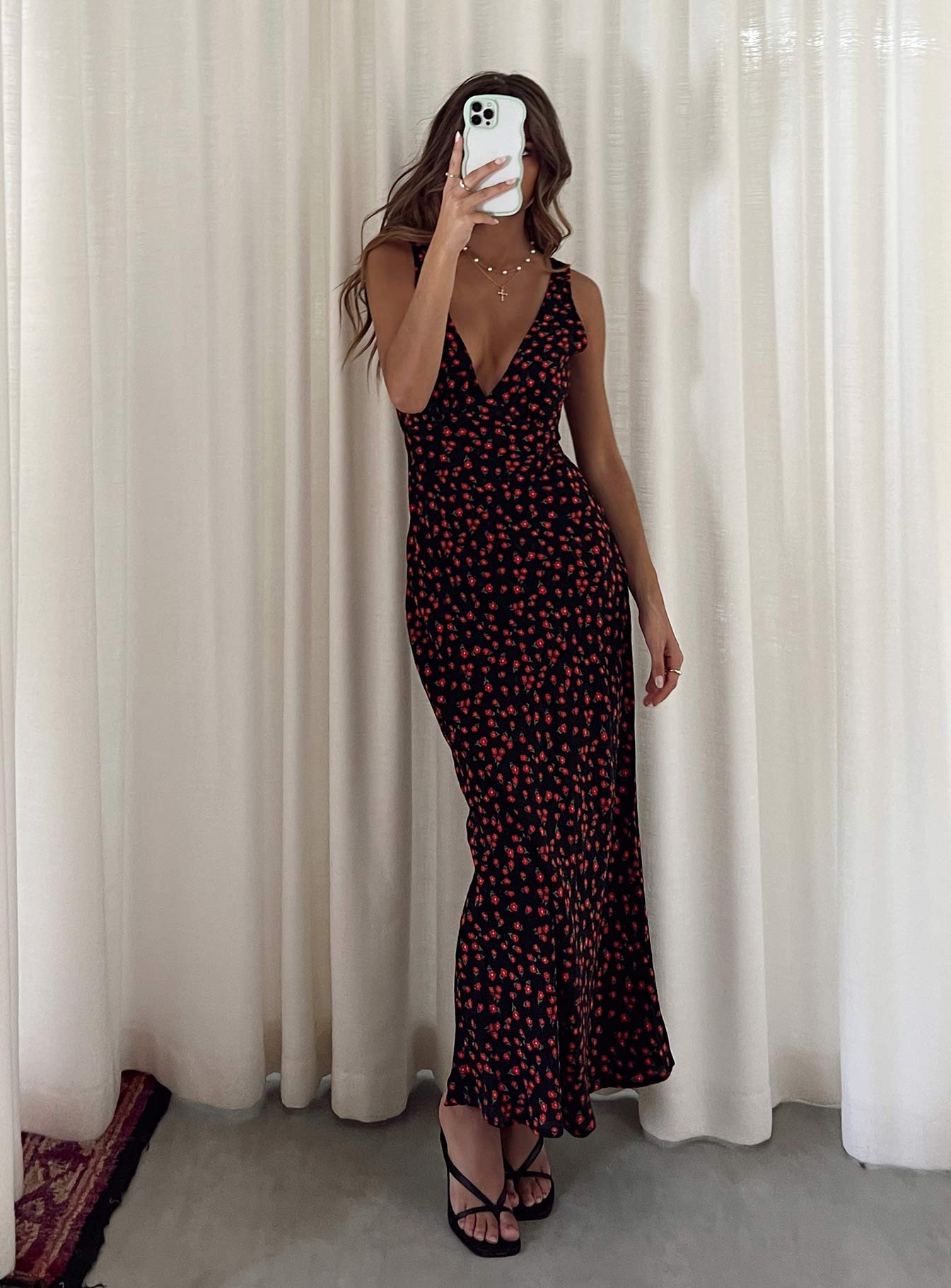 Black floral maxi dress online