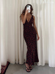 Princess Polly V-Neck  Nellie Maxi Dress Black/Red Floral