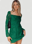 Princess Polly Cowl Neck  Star Power Mini Dress Forest Green