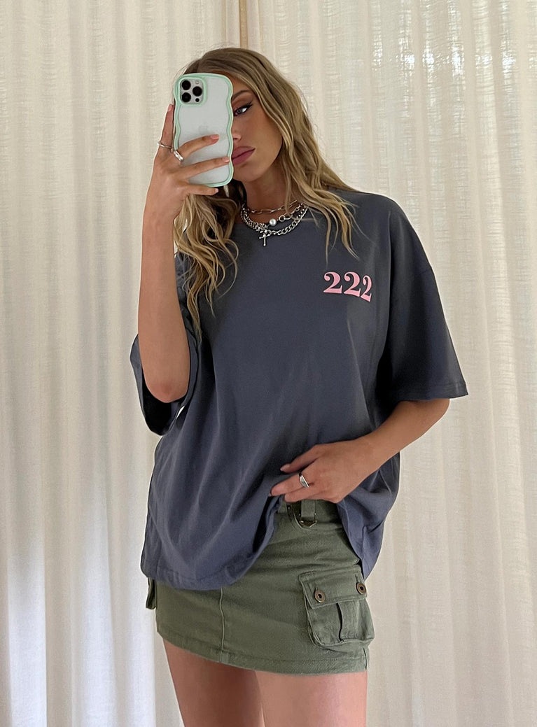 product Princess Polly Three Fourth Sleeves Crew Neck  222 Alignment Oversized Tee Slate