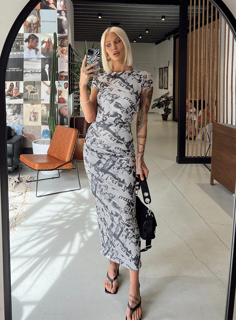 product Princess Polly Crew Neck  Read About It Maxi Dress Black / White