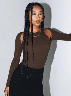 product Princess Polly Full Sleeves Crew Neck  Venetia Long Sleeve Top Brown