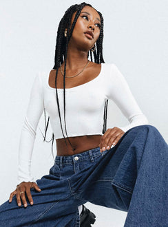 product Princess Polly Full Sleeves Square Neck  Corley Long Sleeve Top White