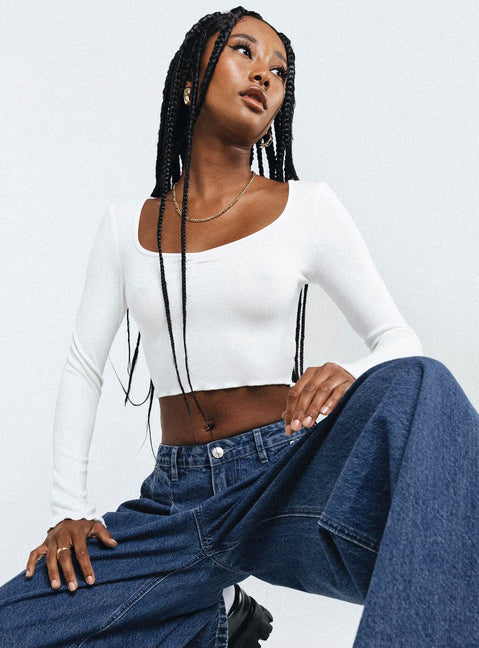 product Princess Polly Full Sleeves Square Neck  Corley Long Sleeve Top White