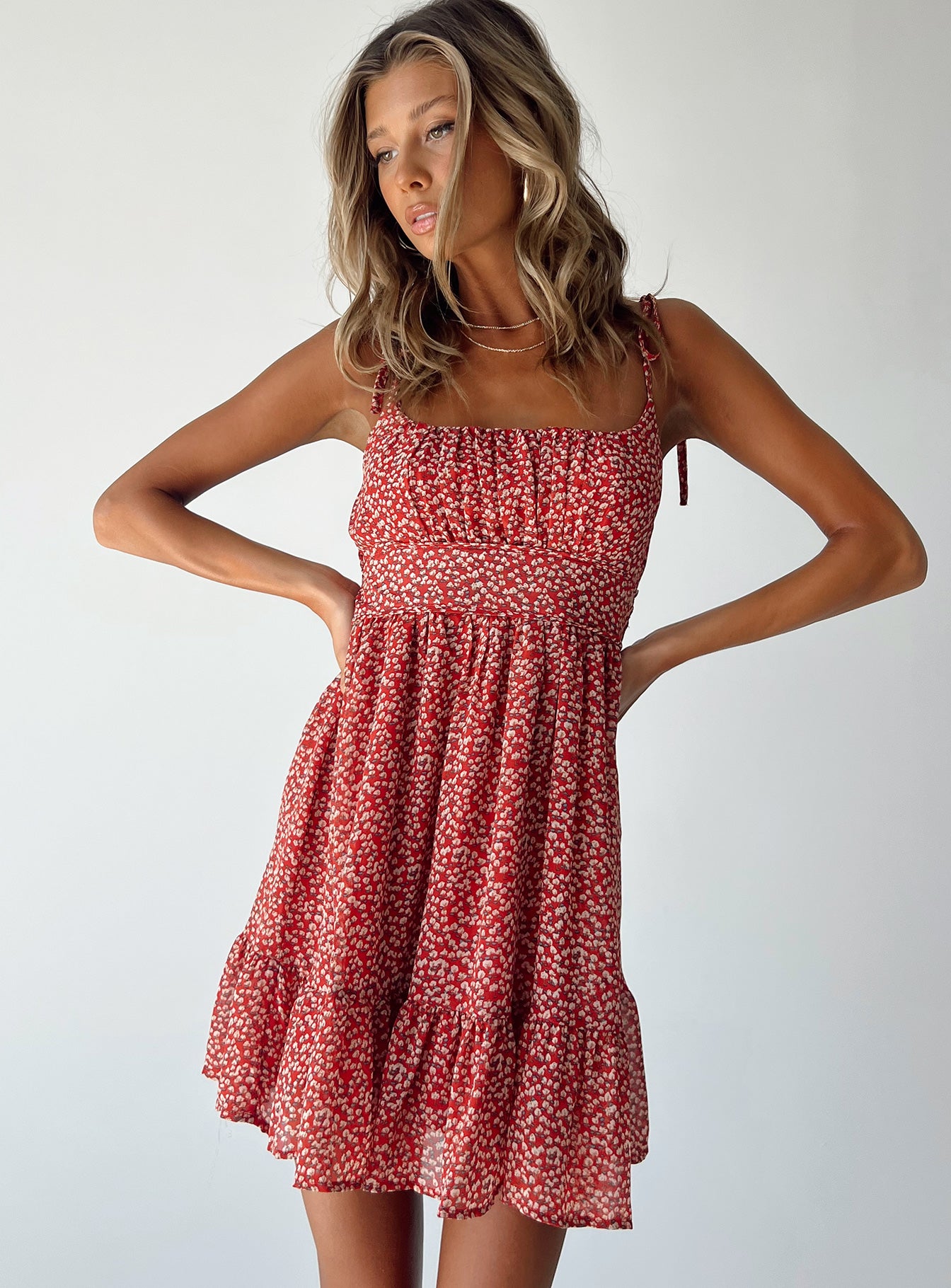 product Princess Polly Square Neck  The Bonnie Mini Dress Maroon