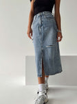 product Belsie Midi Skirt Light Wash Denim Princess Polly  Midi Skirts 