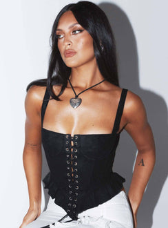 product Princess Polly Sleeveless Square Neck  Cuatro Corset Top Black